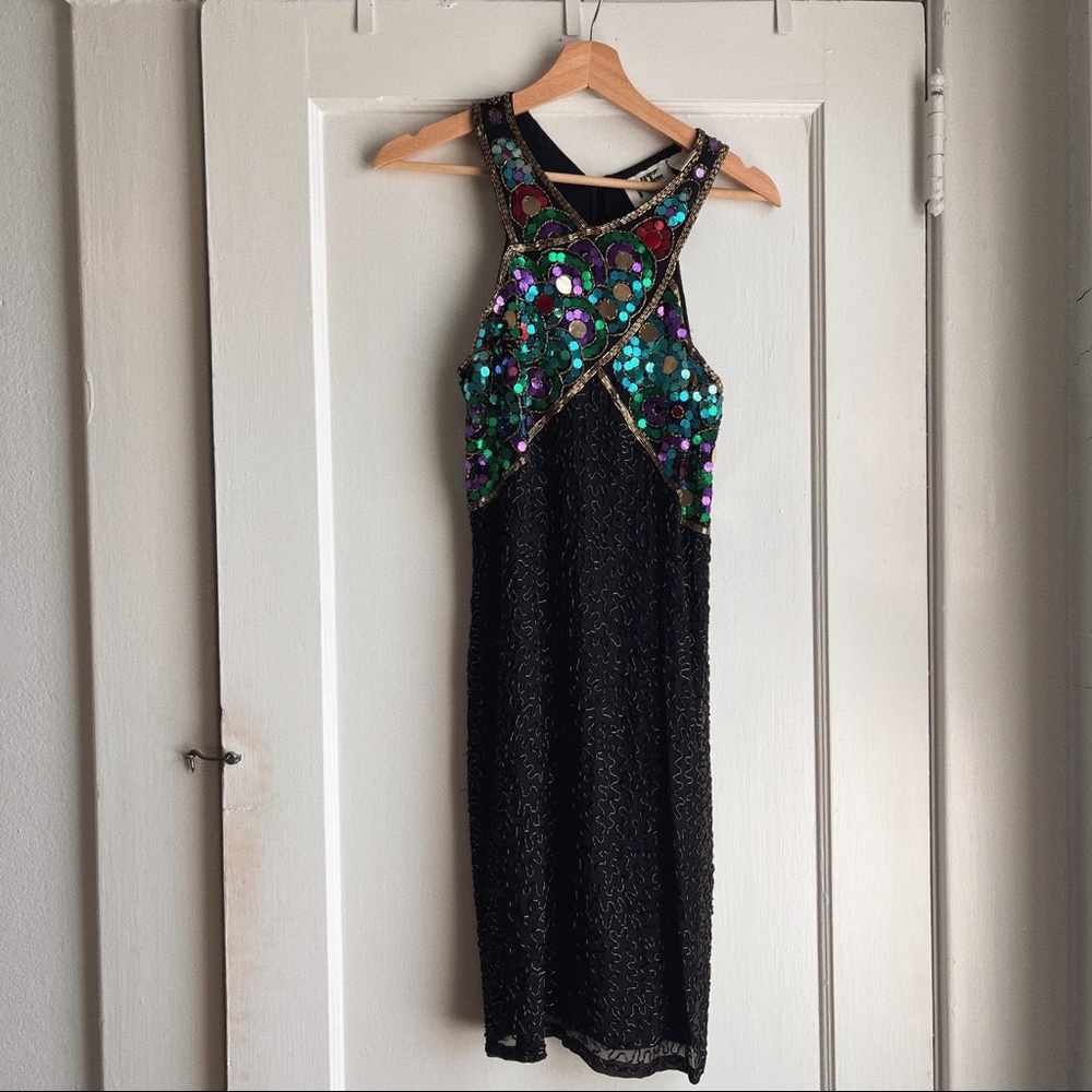 Vintage Nite Lime” sequins dress